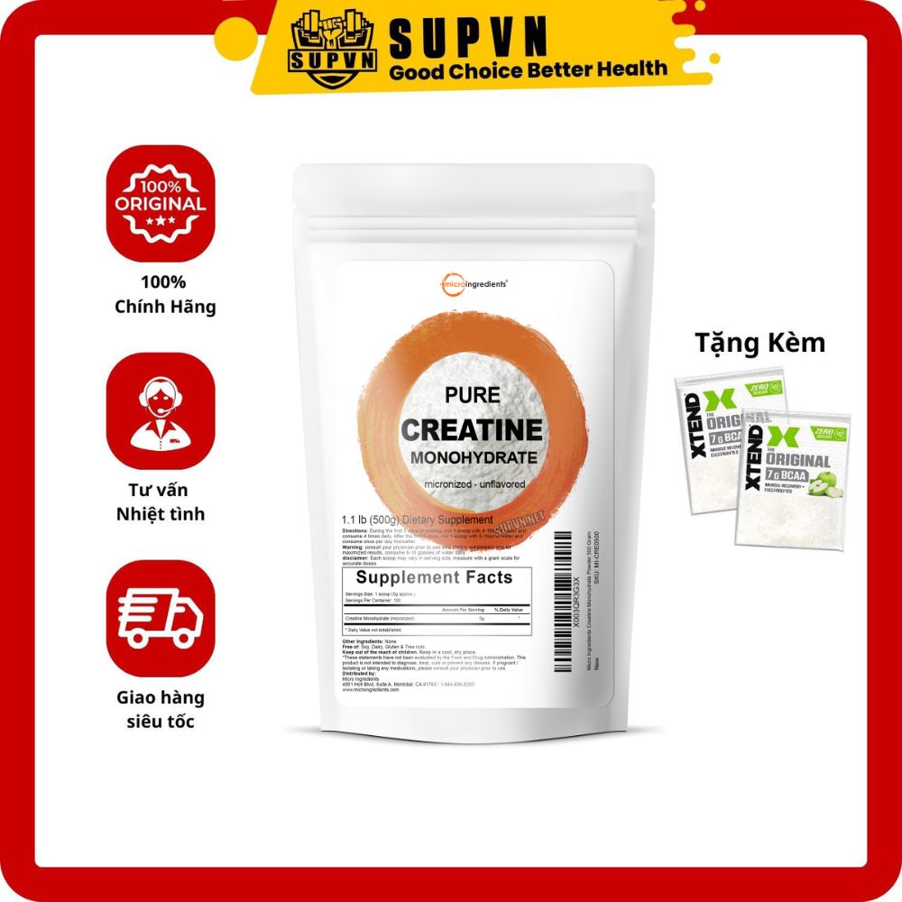 Hình ảnh Micro Ingredients Pure Creatine Monohydrate Micronized 500gram - Hỗ Trợ Xây Dựng Cơ Bắp Tăng Cường Sức Mạnh