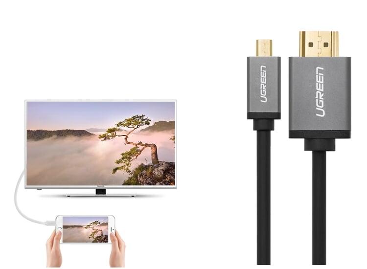 Ugreen UG30144HD109TK 1M màu Đen Cáp chuyển đổi Micro HDMI sang HDMI thuần đồng cao cấp - HÀNG CHÍNH HÃNG