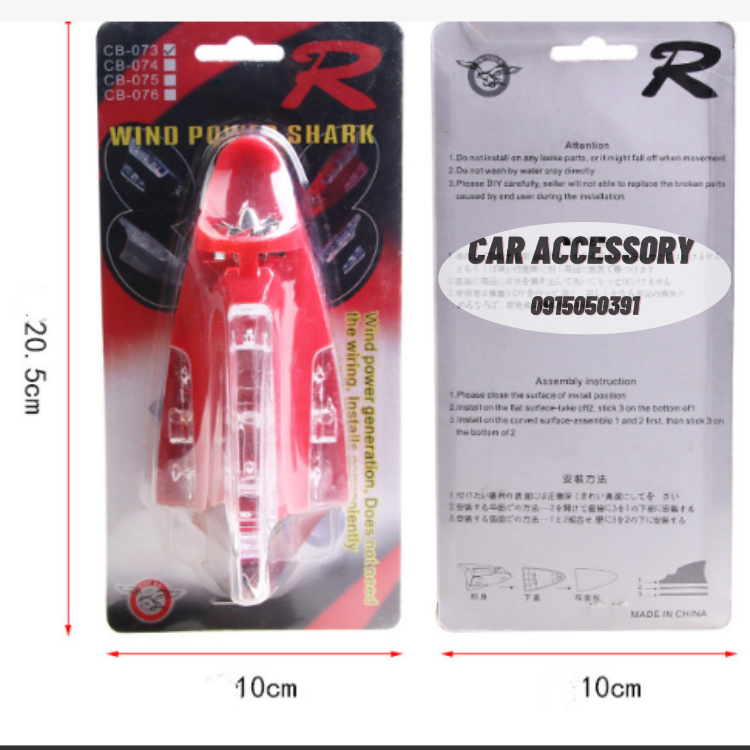 Ăng ten ô tô vây cá mập có đèn LED chạy năng lượng gió trang trí nhiều màu