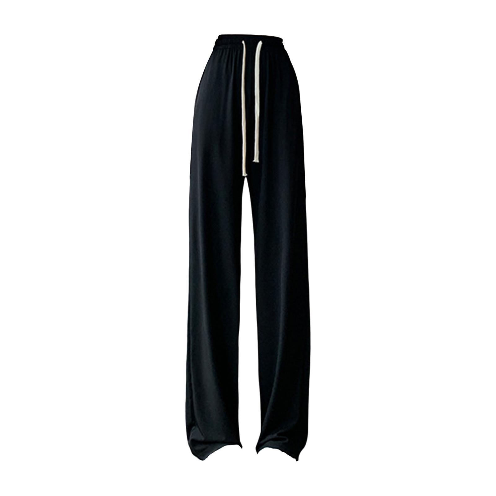 Womens Wide Leg Pants, Long Pants High Waist Pants All Match Girls Female Casual Lady Lounge Pants Loose Pants Straight Black Pants