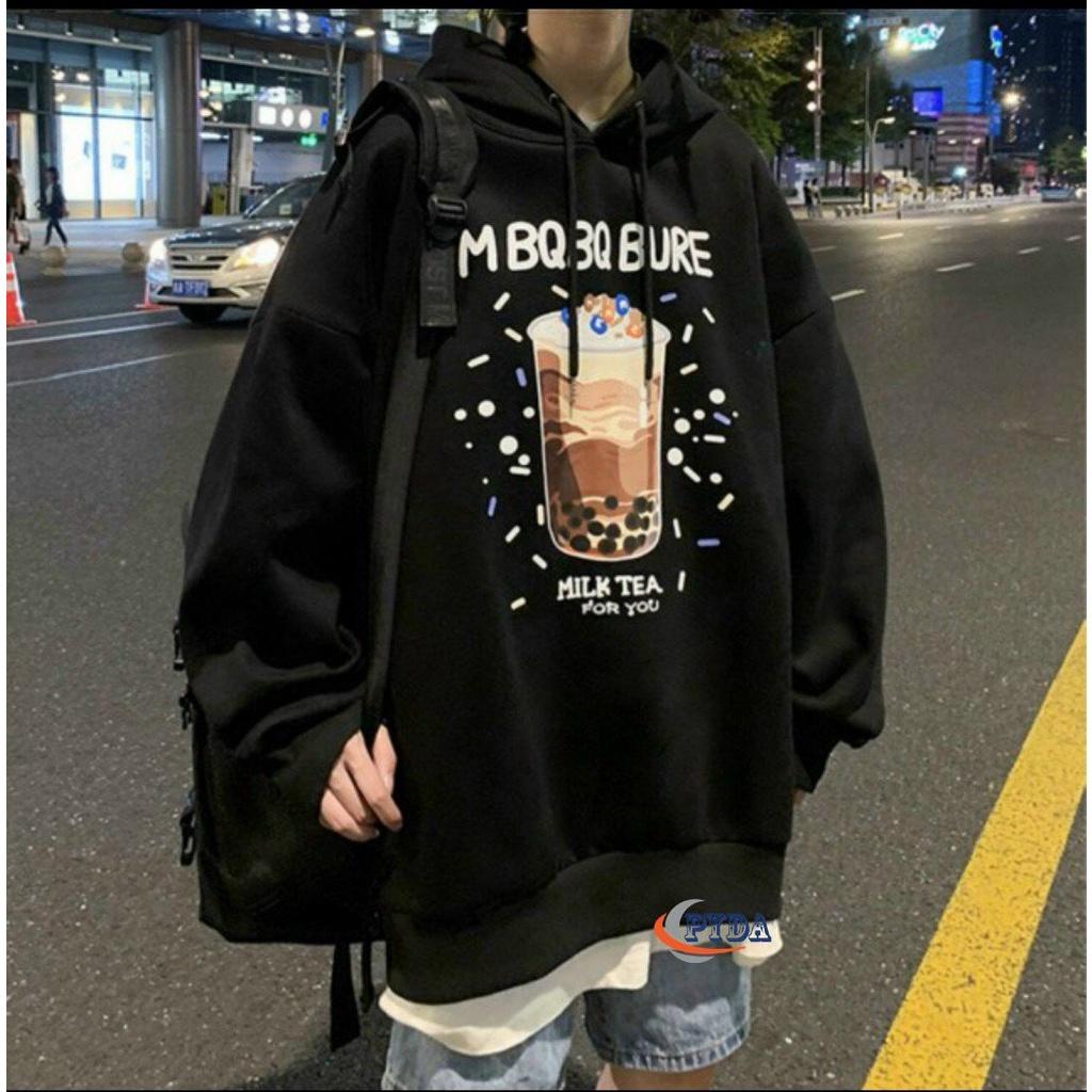 Áo hoodie nỉ ngoại nam nữ logo in trà sữa sán phẩm được may từ chất nỉ ngoại mềm mịn,thoáng mát freesize từkg