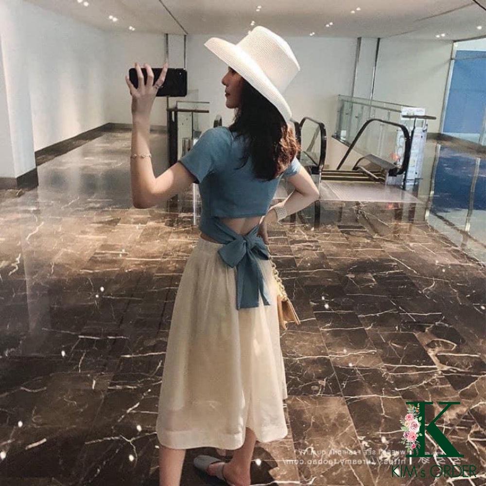 Set váy áo thắt nơ tiểu thư