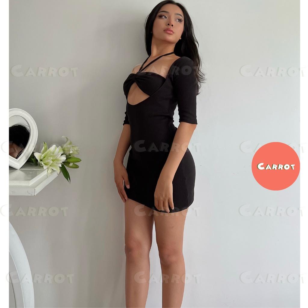 Đầm body sexy hở ngực thiết kế chất thun đi tiệc sang trọng váy nữ dáng ngắn ôm body carrotxinhdep