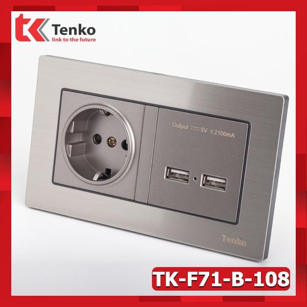 Ổ cắm chìm chuẩn Đức Tích Hợp 2 cổng sạc USB TK-F71-B-108