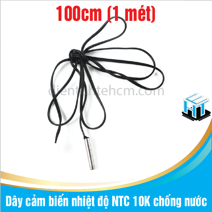 Dây cảm biến nhiệt độ NTC 10K chống nước dài 1 mét - loại 3435 - 5x25mm