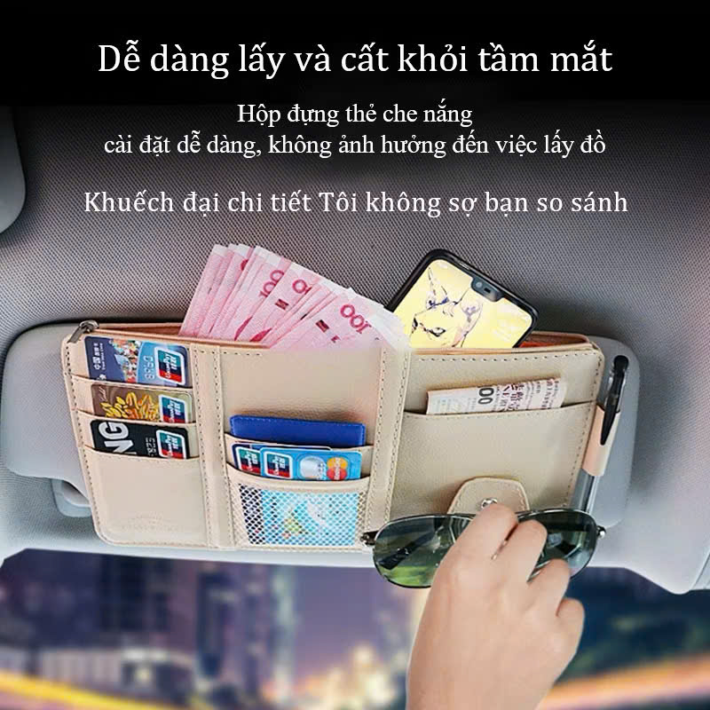 Bán Chạy! Túi Treo Che Nắng Ô Tô Đa Năng – Giữ Giấy Tờ, Kính Mắt Gọn Gàng, Sang Trọng Cao Cấp