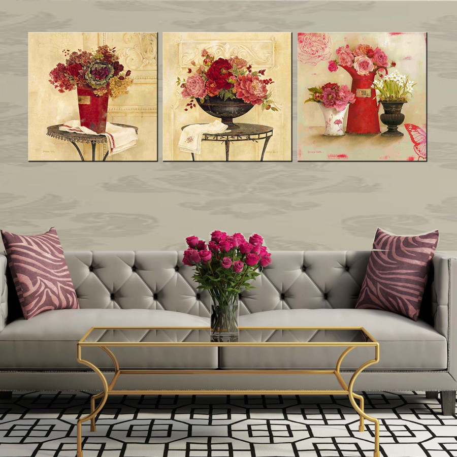 Tranh Canvas treo tường nghệ thuật | Tranh bộ nghệ thuật 3 bức | HLB_135