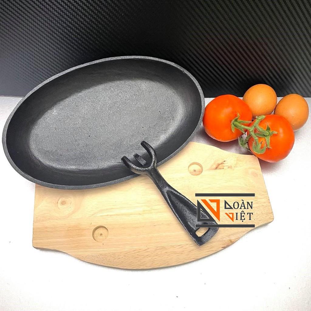 Chảo Gang BÒ NÉ - BÍT TẾT - HÌNH OVAL . Dĩa Chảo GANG CHỐNG DÍNH hình Oval