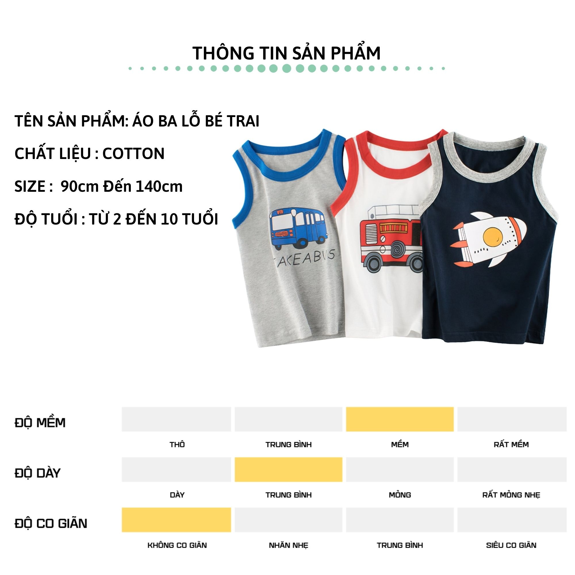 Áo thun ba lỗ bé trai 27Kids áo 3 lỗ sát nách nam 100% Cotton cho trẻ từ 2-10 tuổi BSTT2