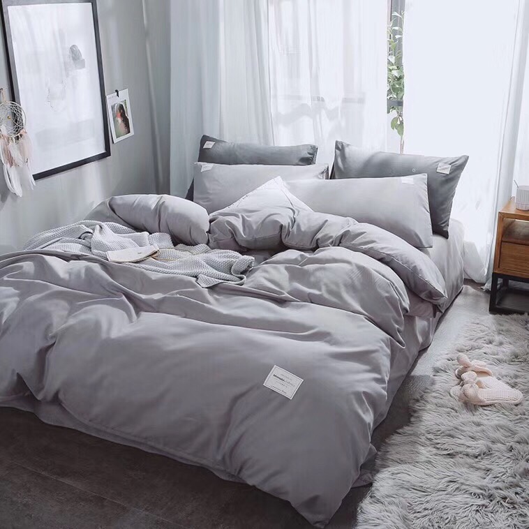 Bộ vỏ chăn drap gối cotton TC một màu free size