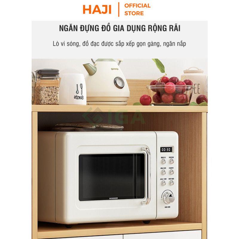 Tủ đa năng HAJI, Tủ kệ bếp để lò vi sóng tiện lợi có ngăn tủ lưu trữ vật dụng màu đơn sắc sang trọng hiện đại A118