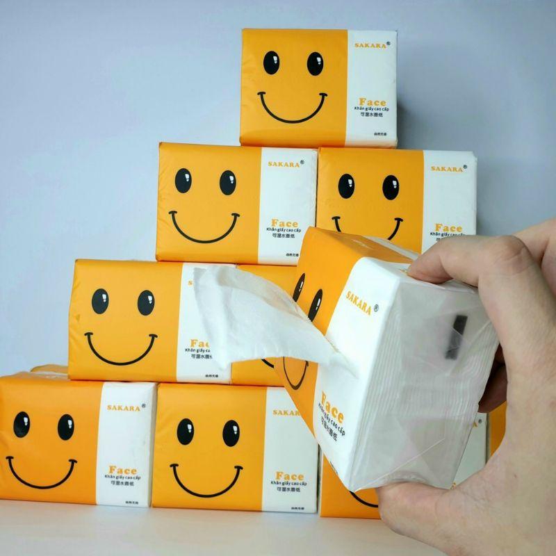 1 thùng Giấy ăn gấu trúc SAKARA mặt cười 1 tờ 4 lớp mềm dai không bụi giấy lau an toàn cho sức khoẻ...
