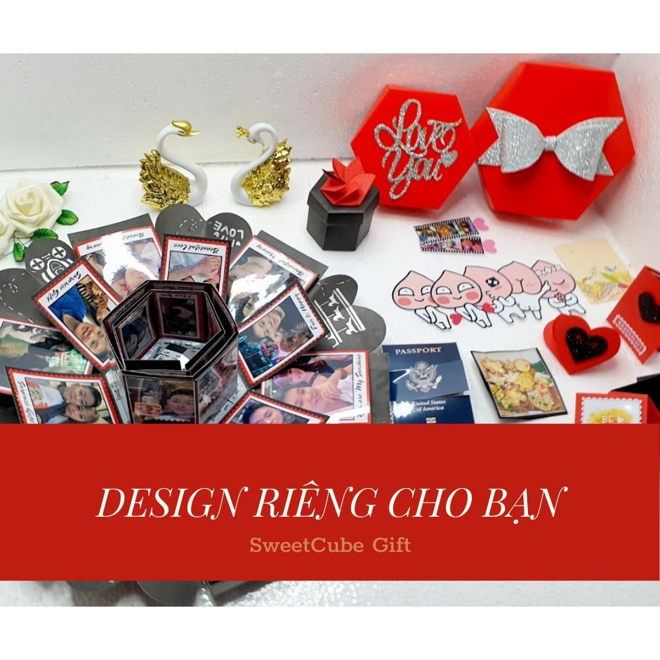 Exploding box Hộp Quà Biến Hình - LOVE BOX THÁP TÌNH YÊU RED (19.5x19.5x13cm)