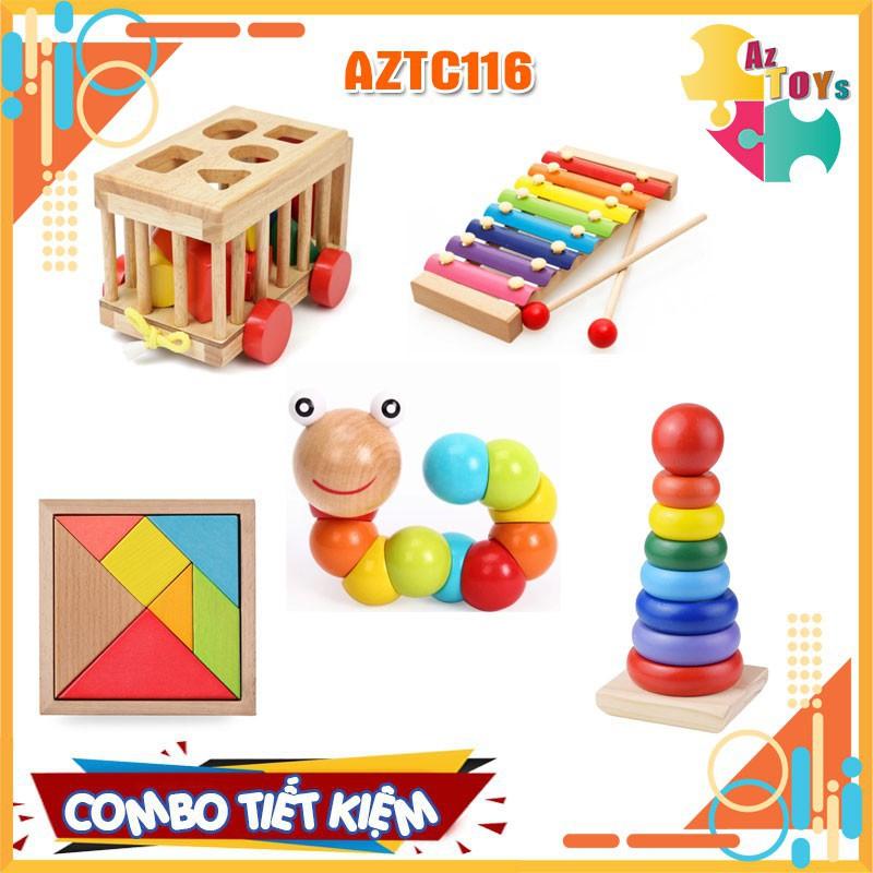 Combo Đồ Chơi Gỗ Montessori Phát Triển Trí Tuệ Toàn Diện Cho Bé Vừa Học Vừa Chơi