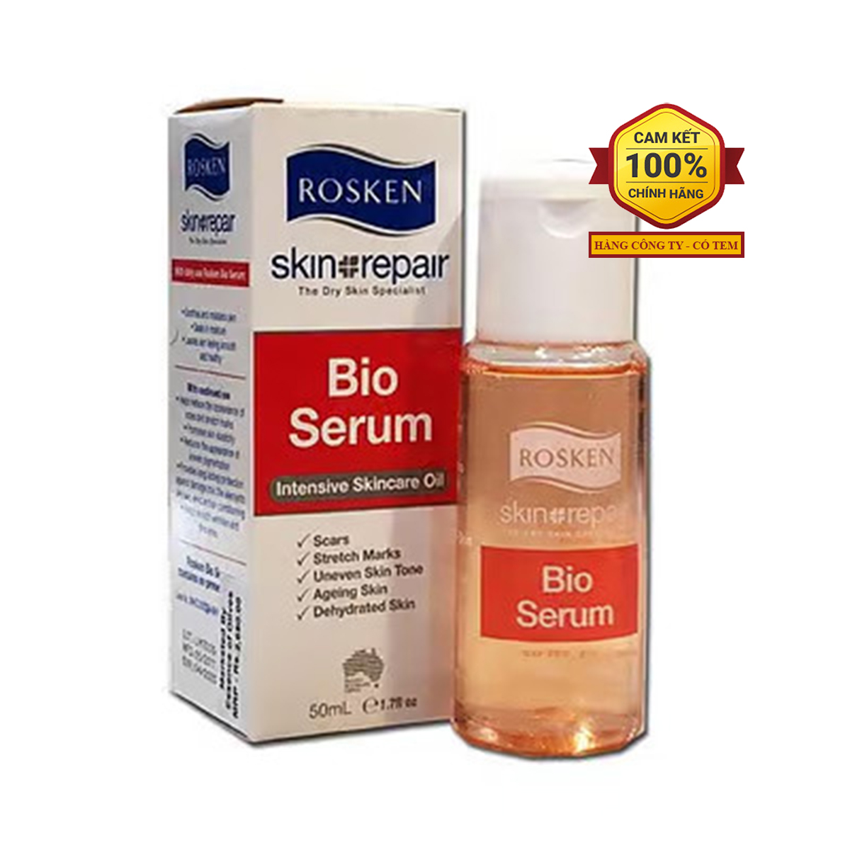 Serum ngăn ngừa rạn Rosken Bio Serum 50ml - cấp và khóa ẩm, làm đều màu da, mờ sẹo