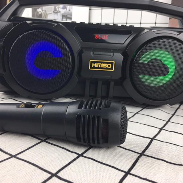 Loa Bluetooth karaoke xách tay Kimiso KM-S1 2 Bass Cực Mạnh, Tặng 1 Micro Có Dây Hát Karaoke