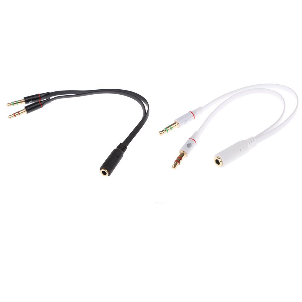 PC Headset to Phone Adapter 3.5mm Female to 2  Splitter Cable Black