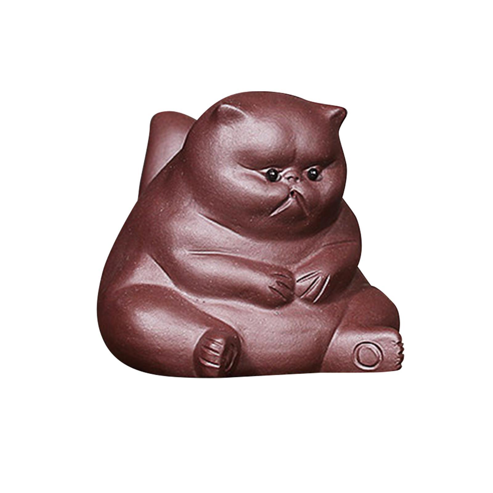 Statue Clay Tea Pet Dining Room Home Decor Miniature Kitten Figurines Kitty Sculpture for Bookshelf Dorm Living Room Cabinet