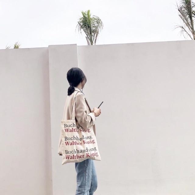 TÚI TOTE VẢI TÚI TOTE TRẮNG NGÀ VINTAGE ULZZANG STYLE HÀN QUỐC CỰC XINH DỄ PHỐI ĐỒ