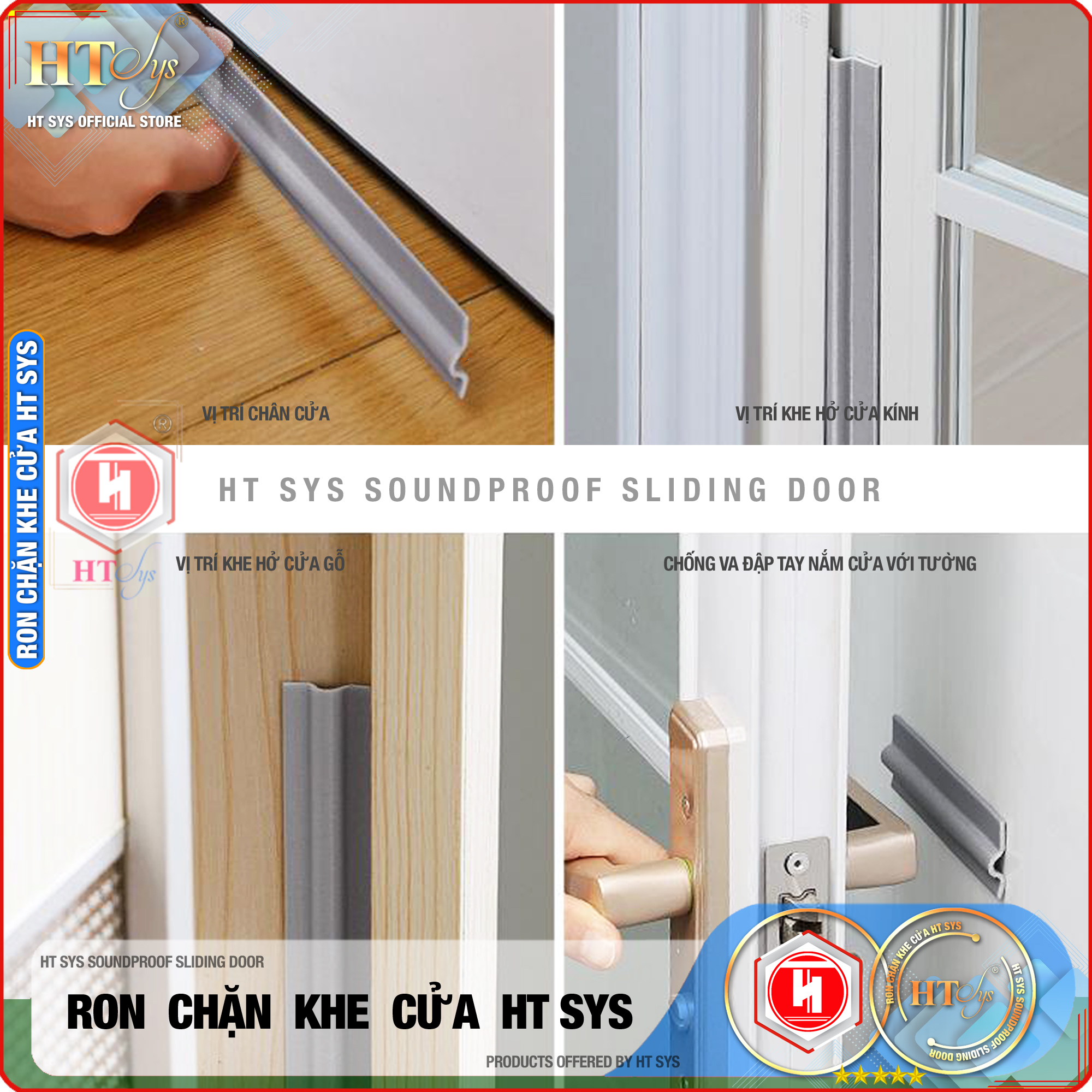 Ron chặn khe cửa HT SYS - Ngăn gió cách âm - Chống bụi, ngăn côn trùng, chống thoát khí điều hòa - Ron chặn khe cửa đa năng chất liệu PU cải tiến - Hàng Chính Hãng