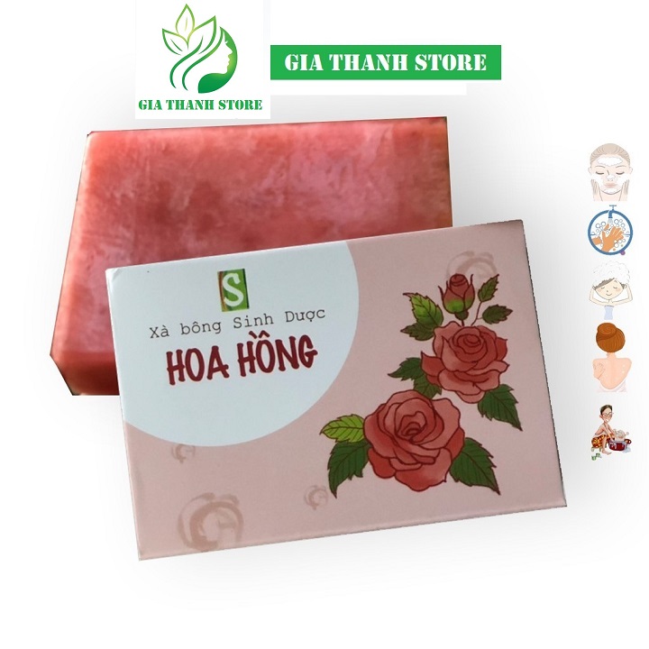 Xà bông thiên nhiên Sinh Dược Hoa Hồng [Bản Giới Hạn] Rose Handmade Soap 100gram làm sạch sâu,ngừa mụn, dưỡng da, sáng da, se khít lỗ chân lông