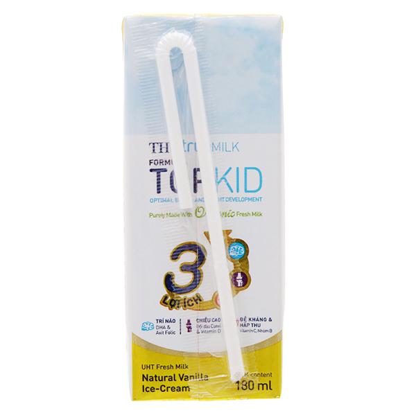 Thùng Sữa Tươi Tiệt Trùng Topkid Kem Vani (180ml x 48 hộp)