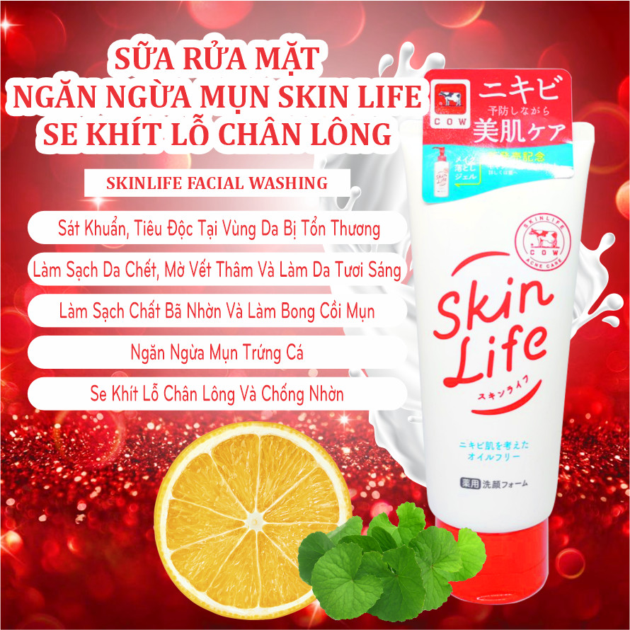 Sữa Rửa Mặt Cow Skinlife Facial Foam Ngừa Mụn Và Dưỡng Trắng Da 130g
