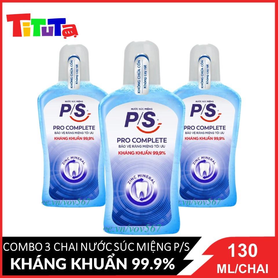 Combo 3 chai nước súc miệng P/S Pro Complete kháng khuẩn 99.9% size 130ml X3