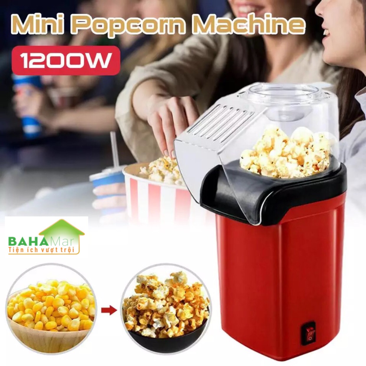 MÁY LÀM BẮP RANG BƠ POPPER TỰ ĐỘNG TẠI GIA ĐÌNH "BAHAMAR" tiện dụng và đảm bảo vệ sinh an toàn phù hợp dùng tại gia đình