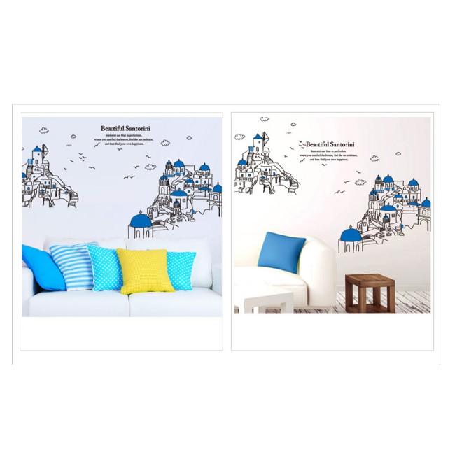 Decal trang trí Tranh Vẽ Thành Phố Cổ Xanh