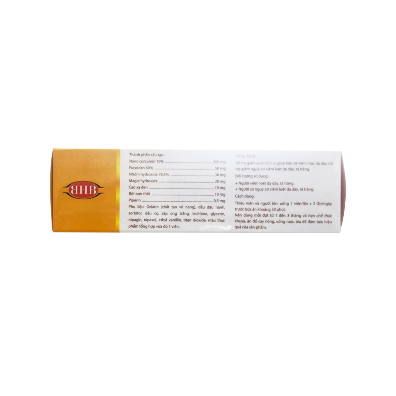 (Hộp 60 viên) Viên BHB Nano Curcumin Plus- Hỗ trợ giảm acid dịch vị, Bảo vệ niêm mạc dạ dày