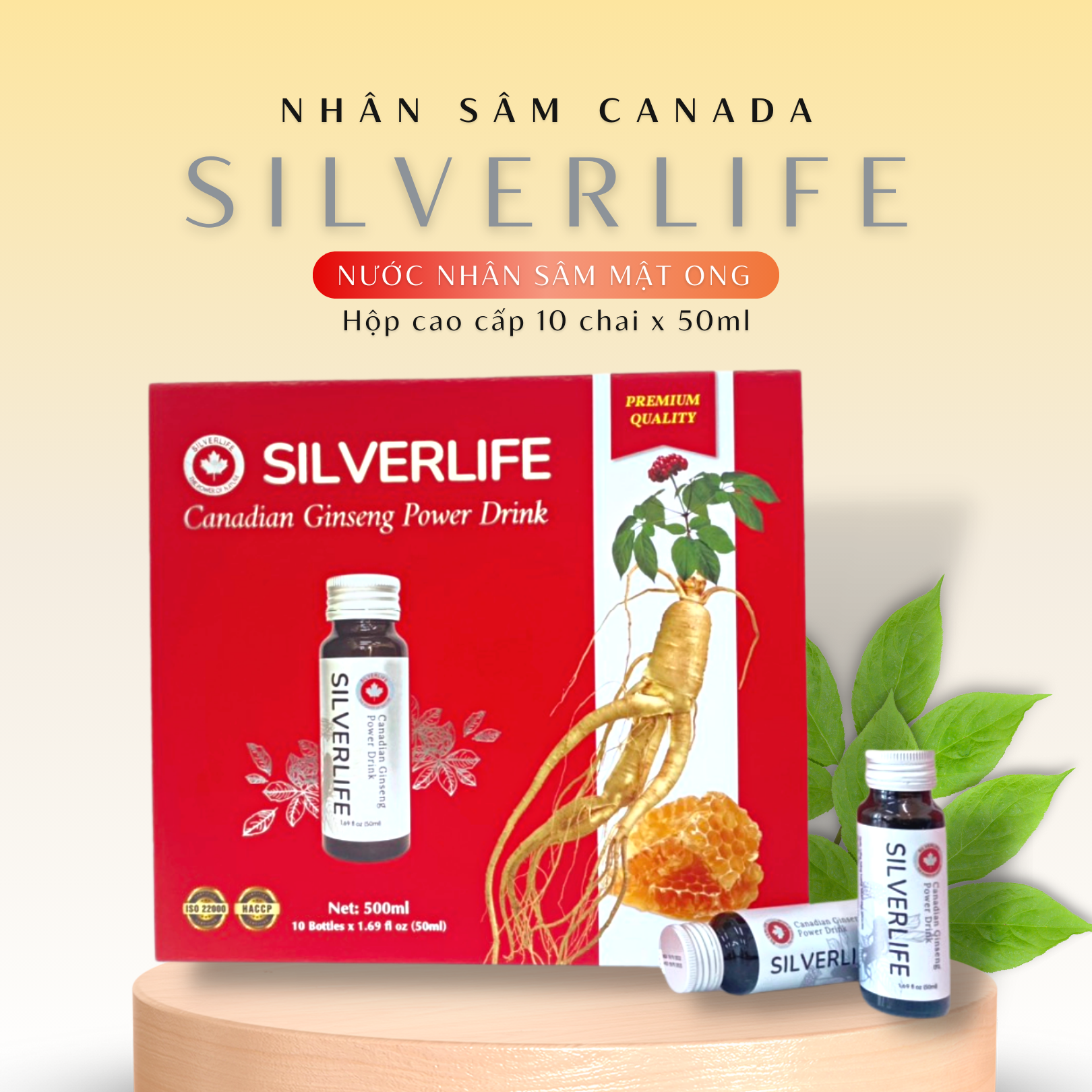 Nước uống tinh chất nhân sâm Canada Silverlife | Thơm ngon bổ dưỡng | Từ 100% nhân sâm Canada chính gốc và mật ong nguyên chất