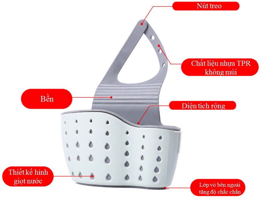 Giỏ nhựa 2 lớp đựng đồ rửa chén dụng cụ nhà tắm kiểu dáng tổ ong treo vòi nước