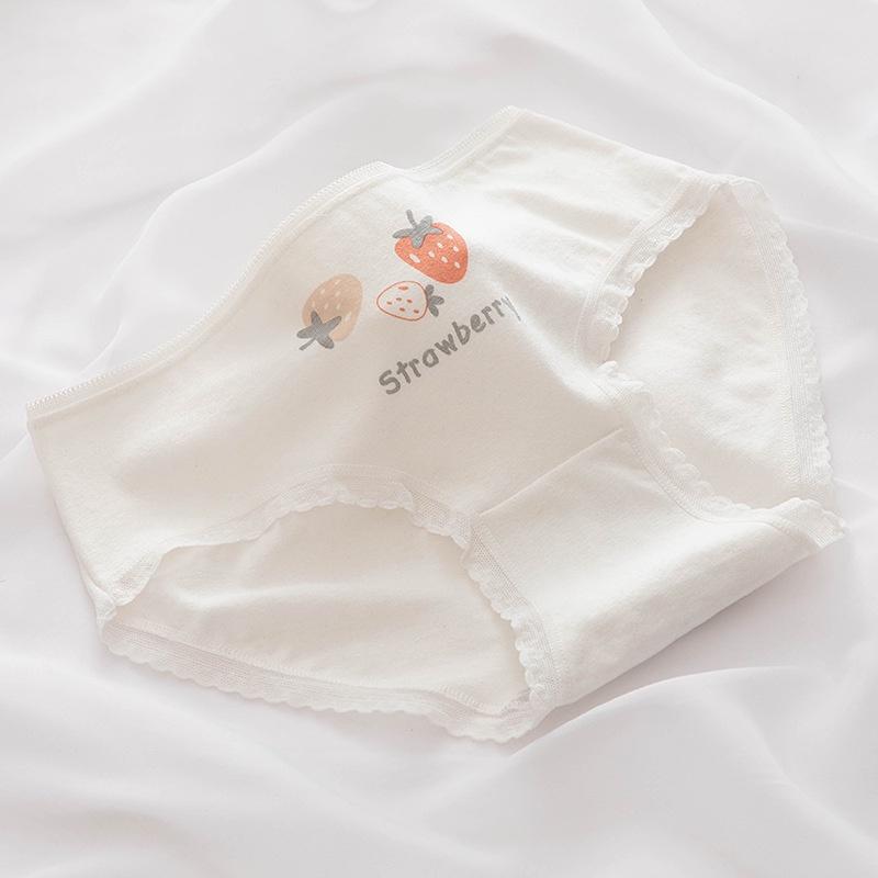 Quần Lót Nữ Cotton Mỏng Kháng Khuẩn Thời Trang Hình Dâu Tây Ngang Eo . Hàng Loại Đẹp.
