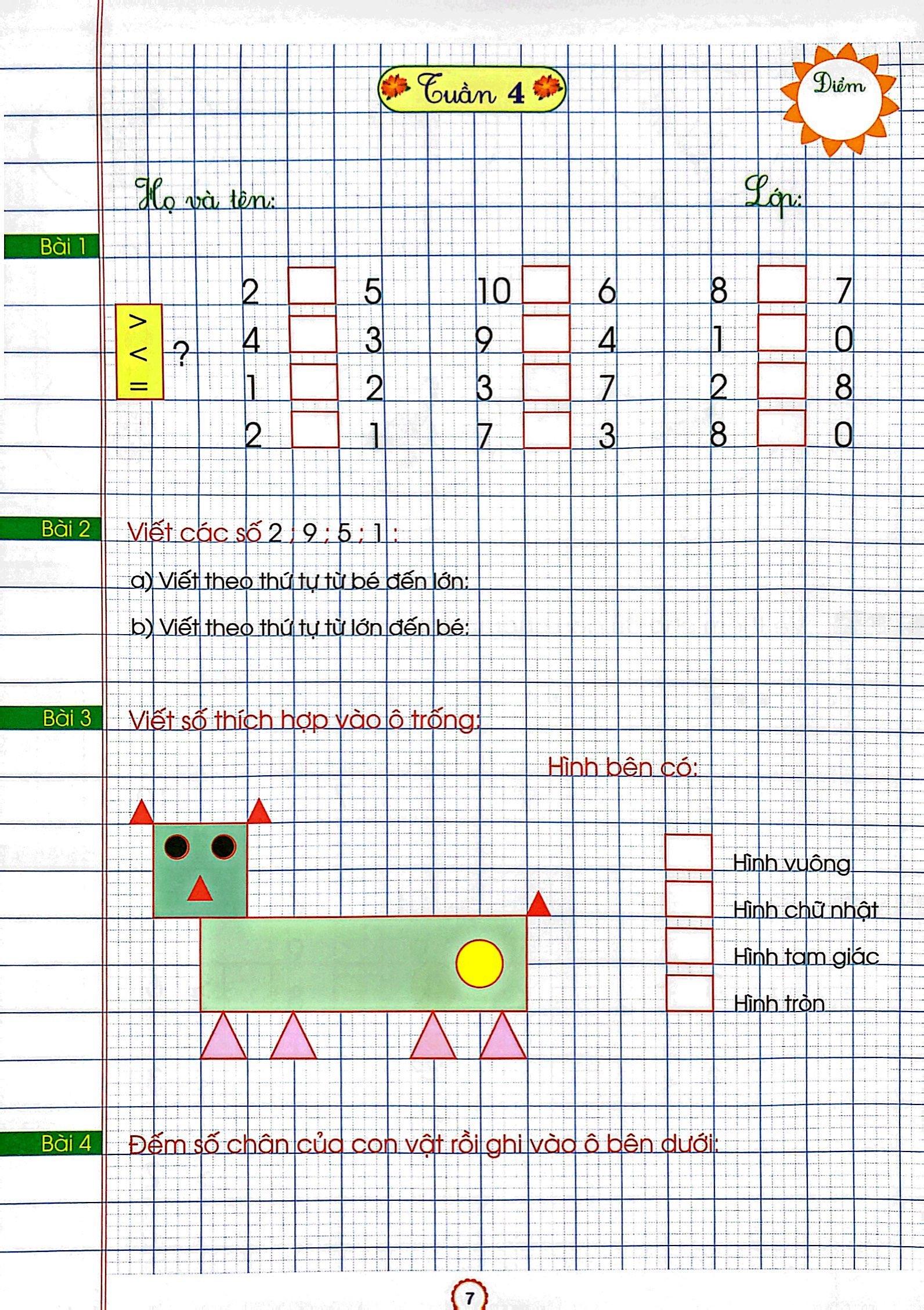 Phiếu Bài Tập Cuối Tuần - Môn Toán Lớp 1 (Biên Soạn Theo SGK Mới)