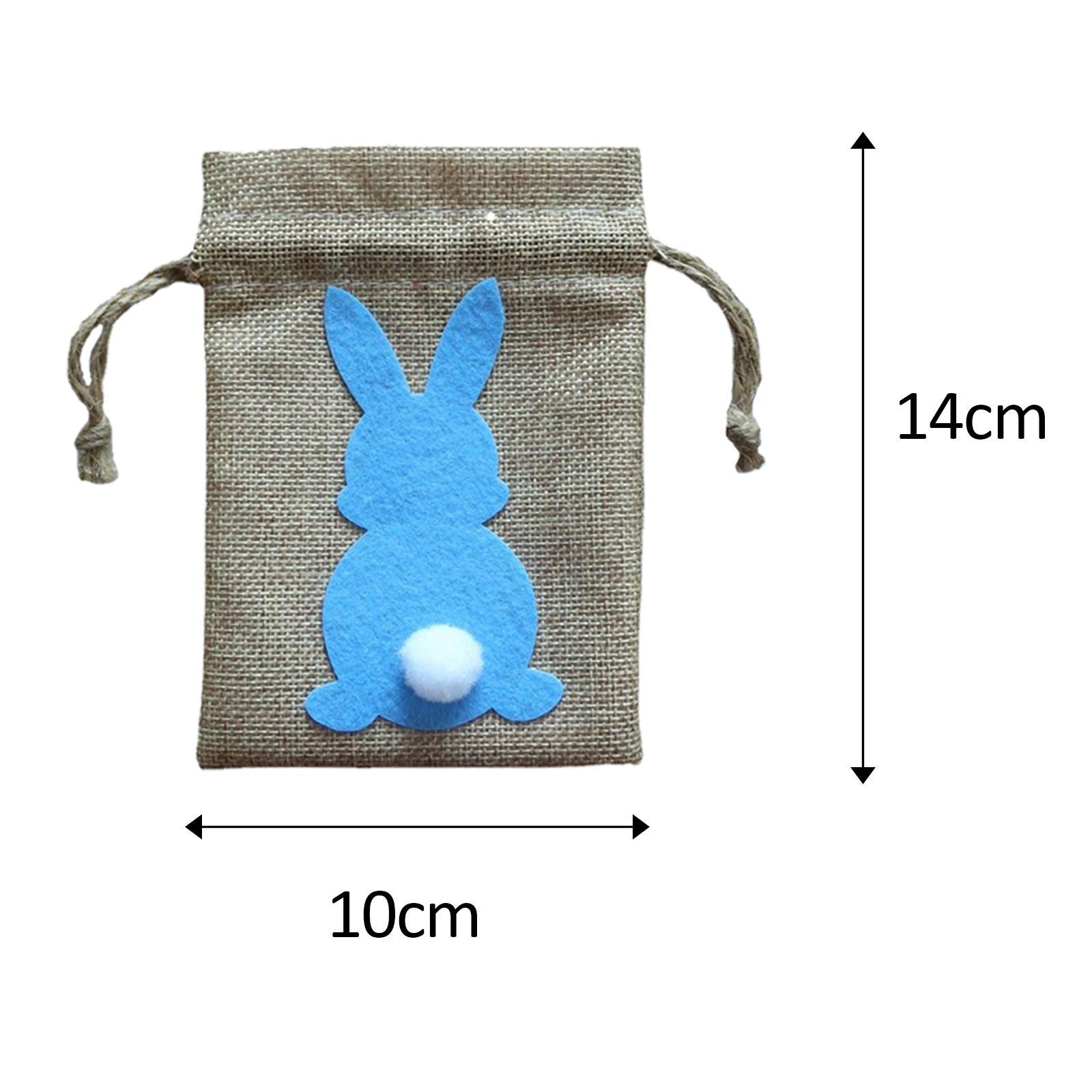 2 Pieces Easter Bunny Decor Drawstring Burlap Bag 14x10cm