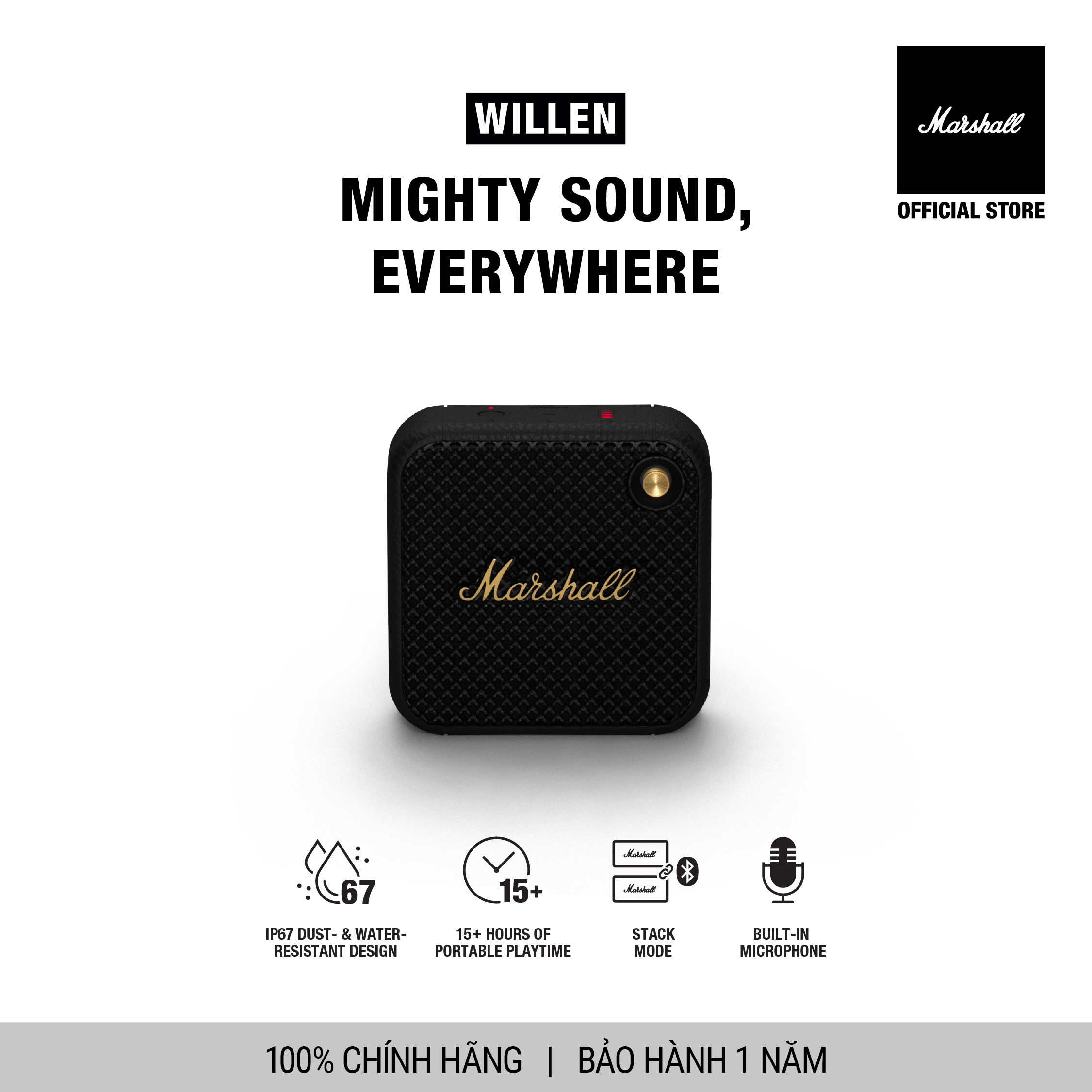 Loa Bluetooth Marshall Willen Portable - Hàng chính hãng