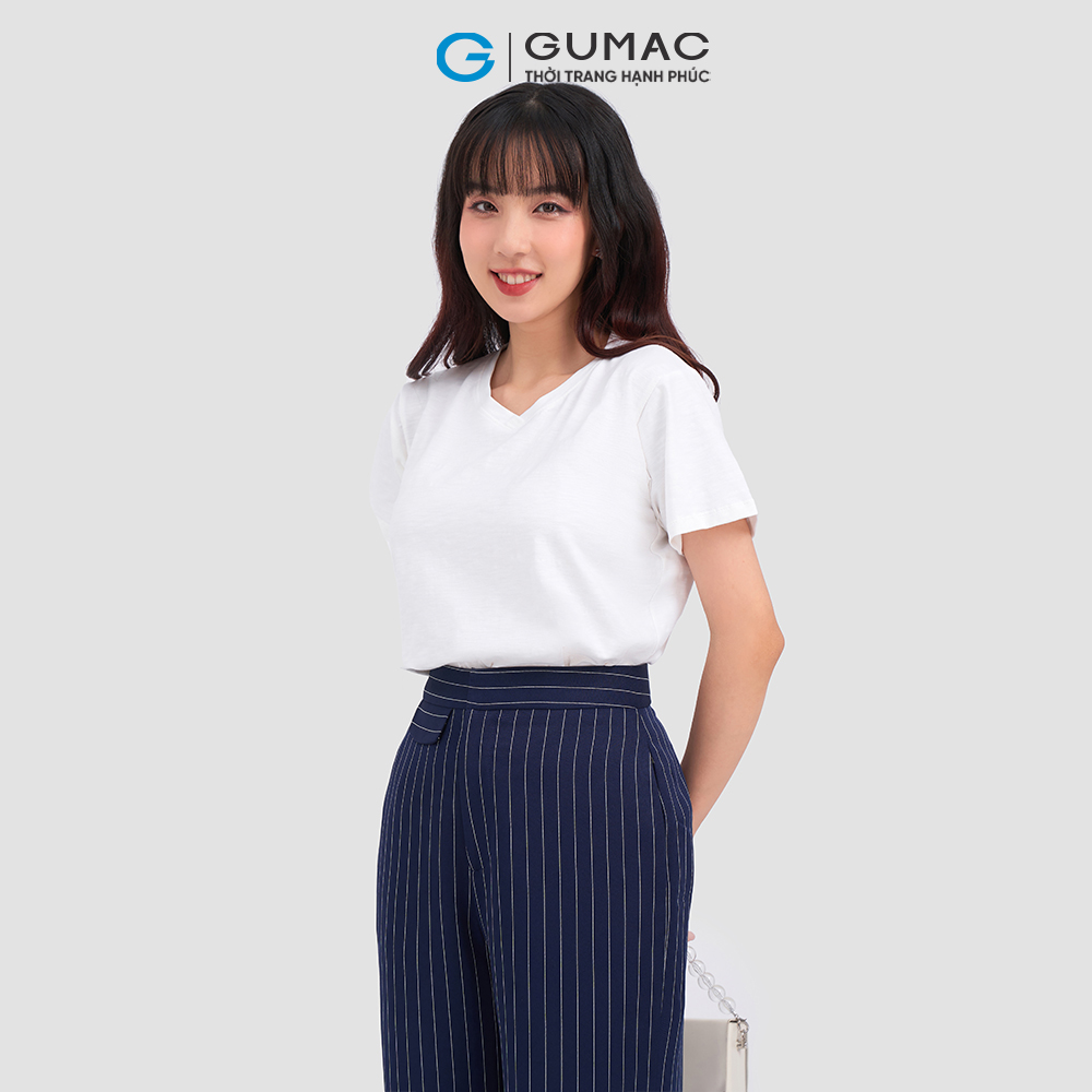 Quần tây GUMAC LQ1101 kẻ sọc ống rộng thanh lịch