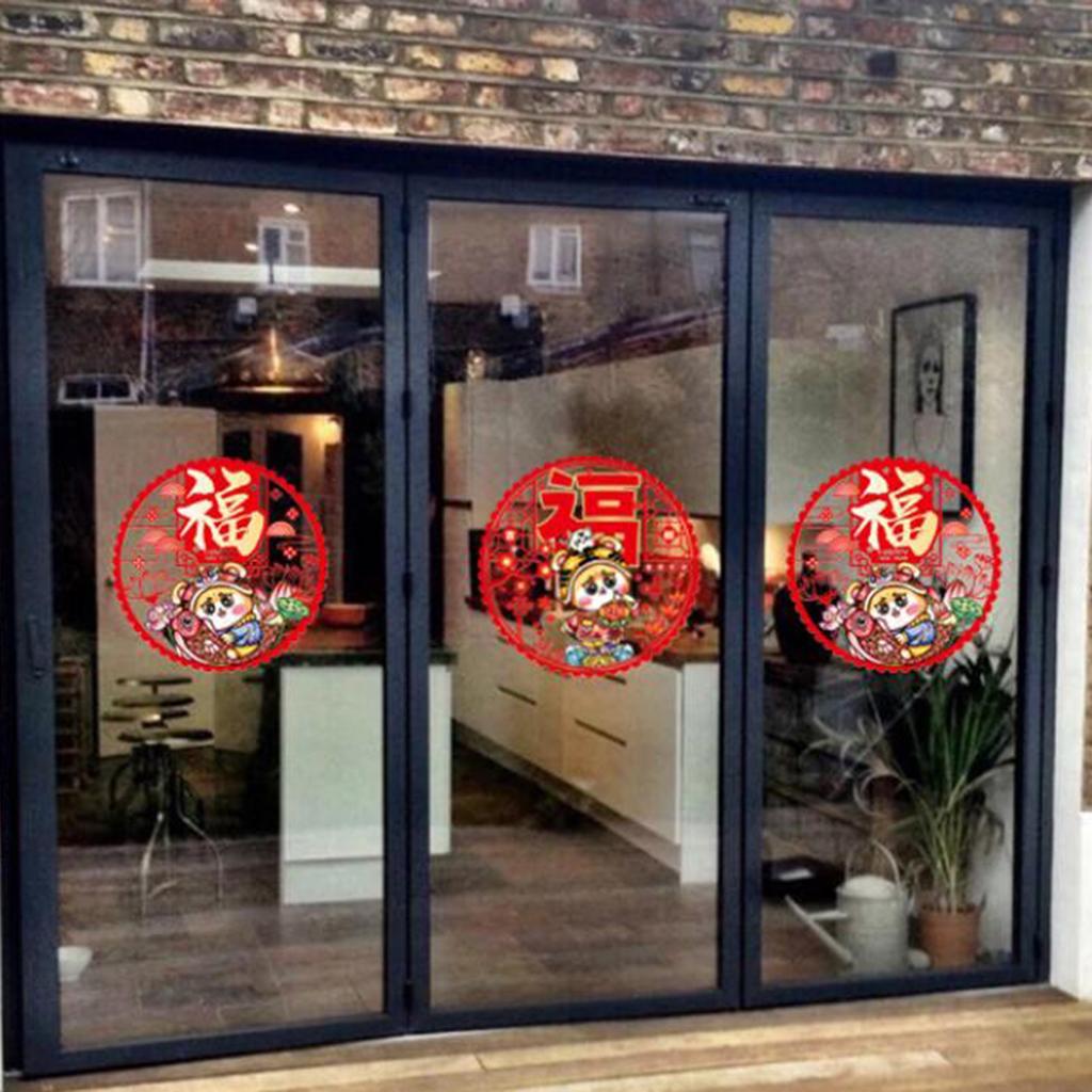2X 2022 Chinese New Year Window Stickers Doors Sticker for Home Tigers