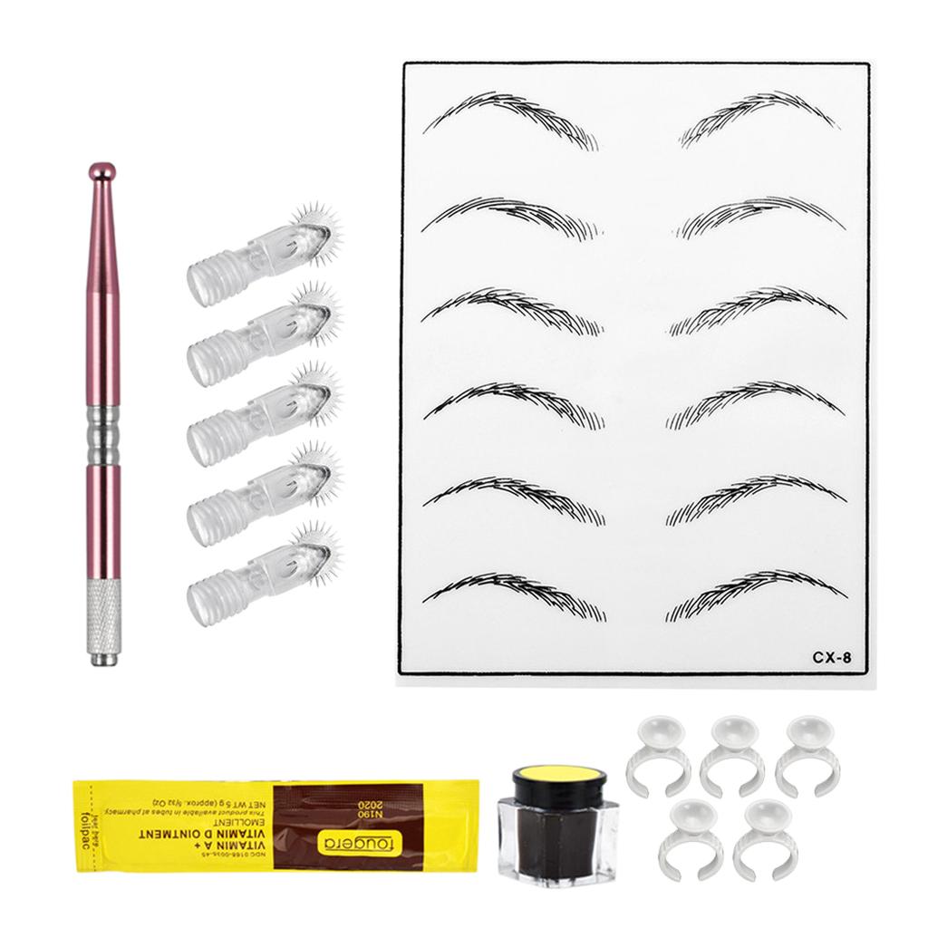 Pro Microblading  Training Kit Eyebrow Practice Exercise Tools Pink