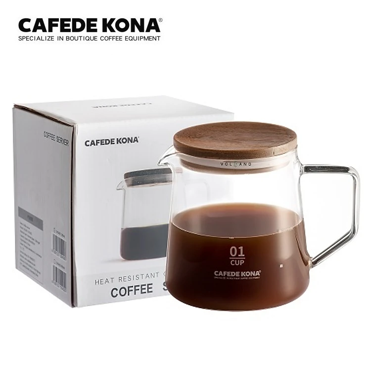 Bình thuỷ tinh phục vụ cà phê có nắp gỗ Cafede Kona