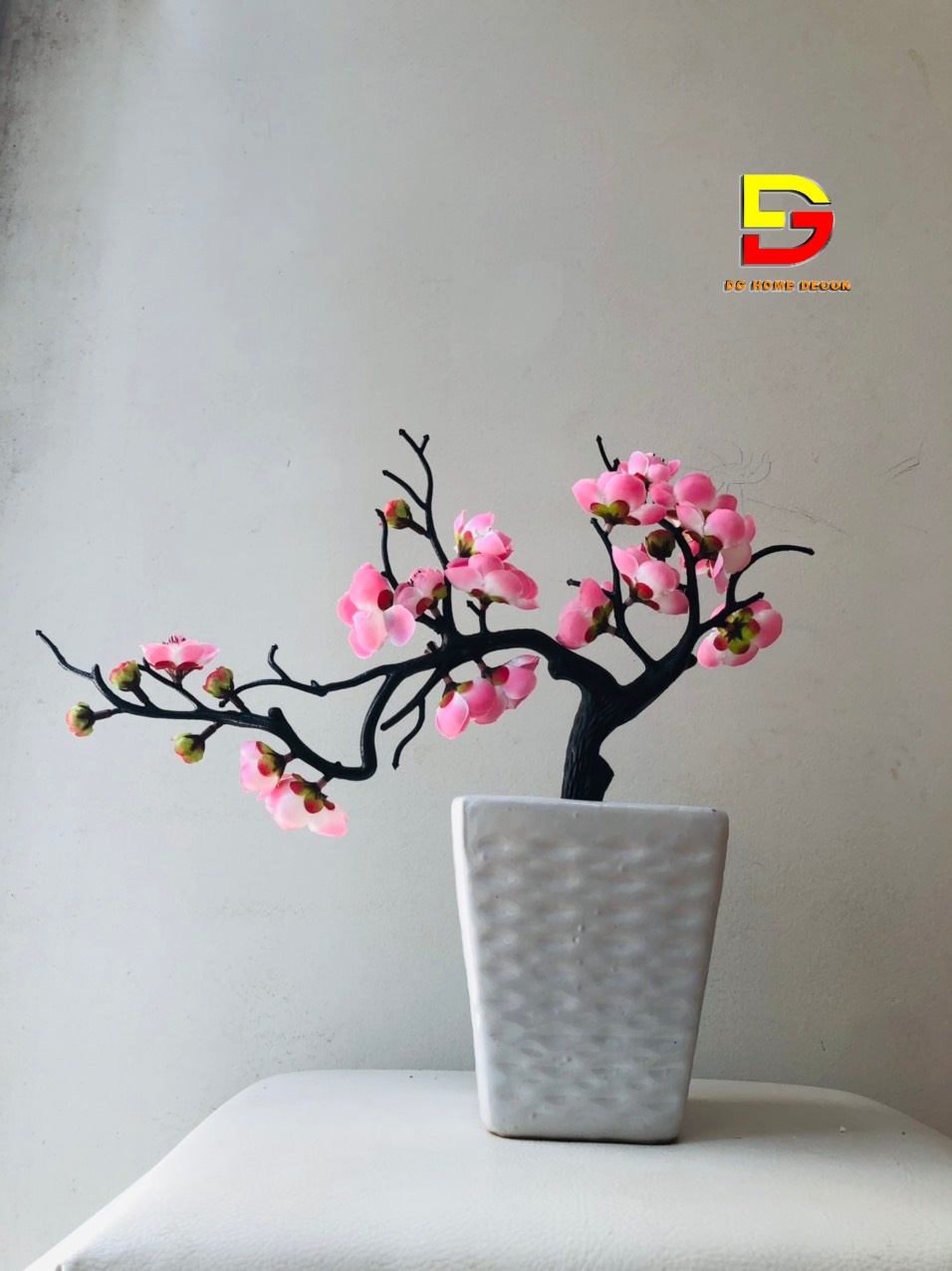 Chậu Hoa Đào Thế Tài Lộc Cao Cấp Trang Trí Nhà Cửa, Decor Nội Thất Tuyệt Đẹp - Hoa Đào Giả - Hoa Để Bàn Phòng Khách