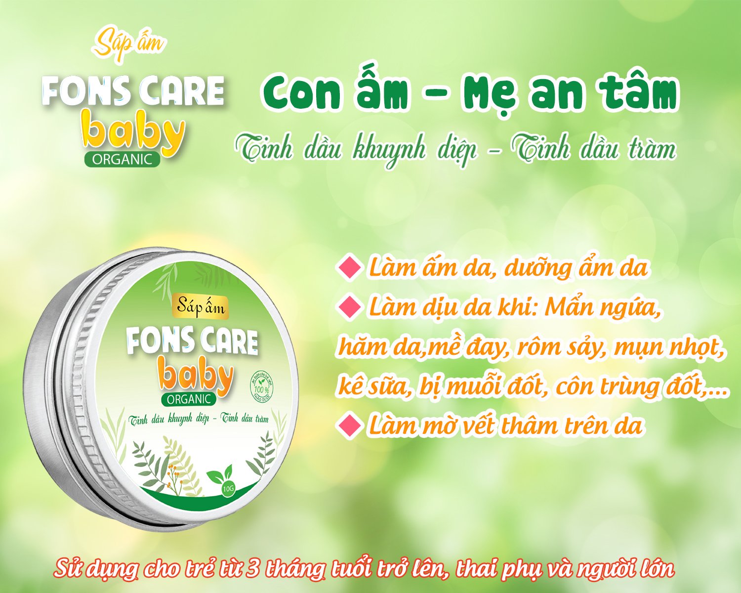 Sáp ấm FONS CARE Baby Organic