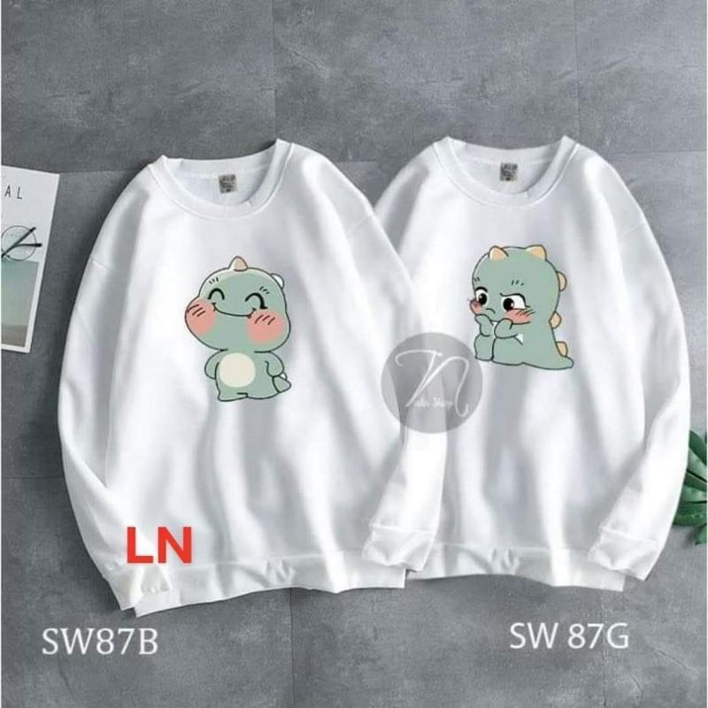 Áo đôi nỉ khủng long vui buồn LN11