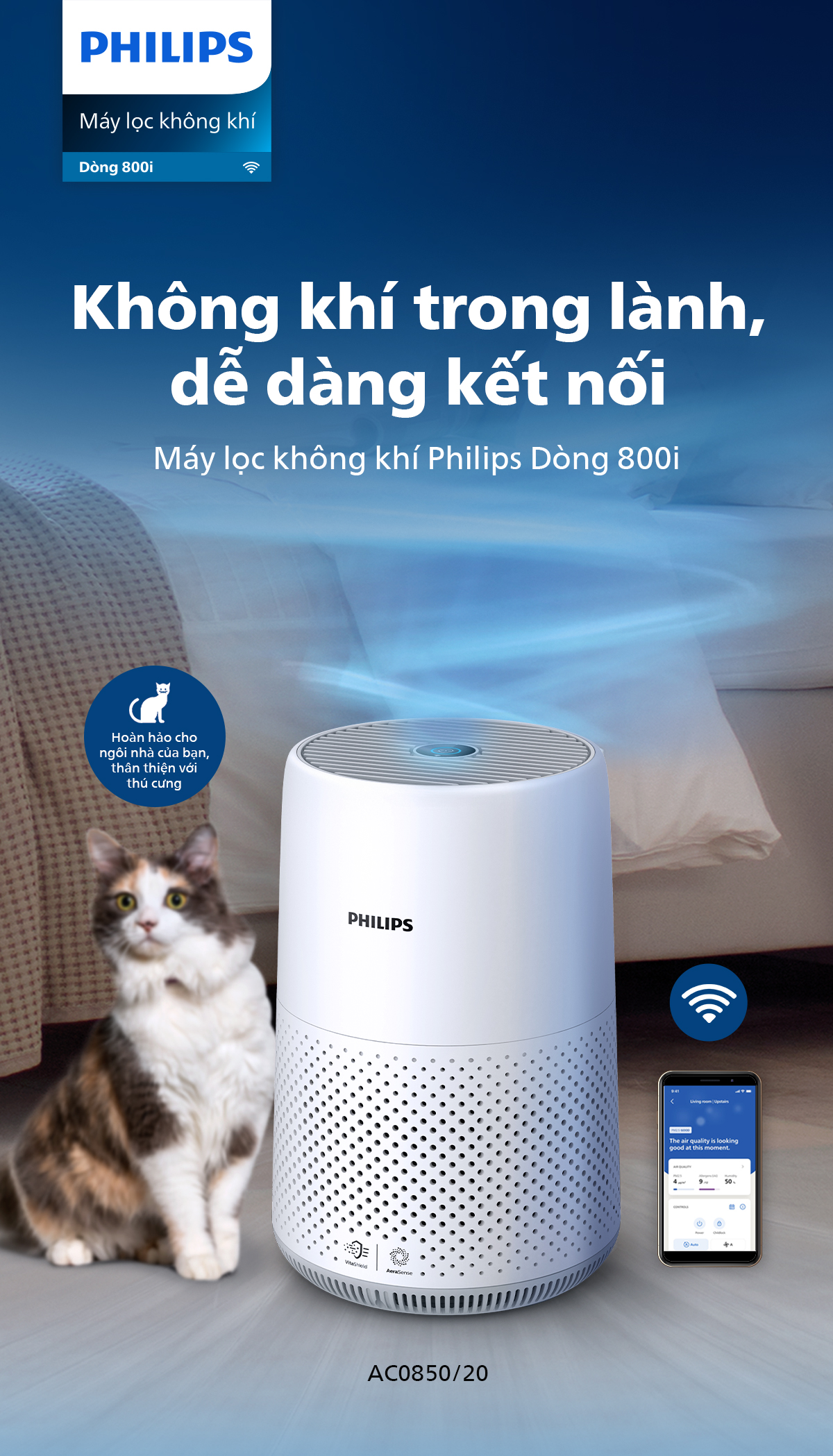 Máy Lọc Không Khí Philips AC0850/20 AC1715/20 – Hàng Chính Hãng