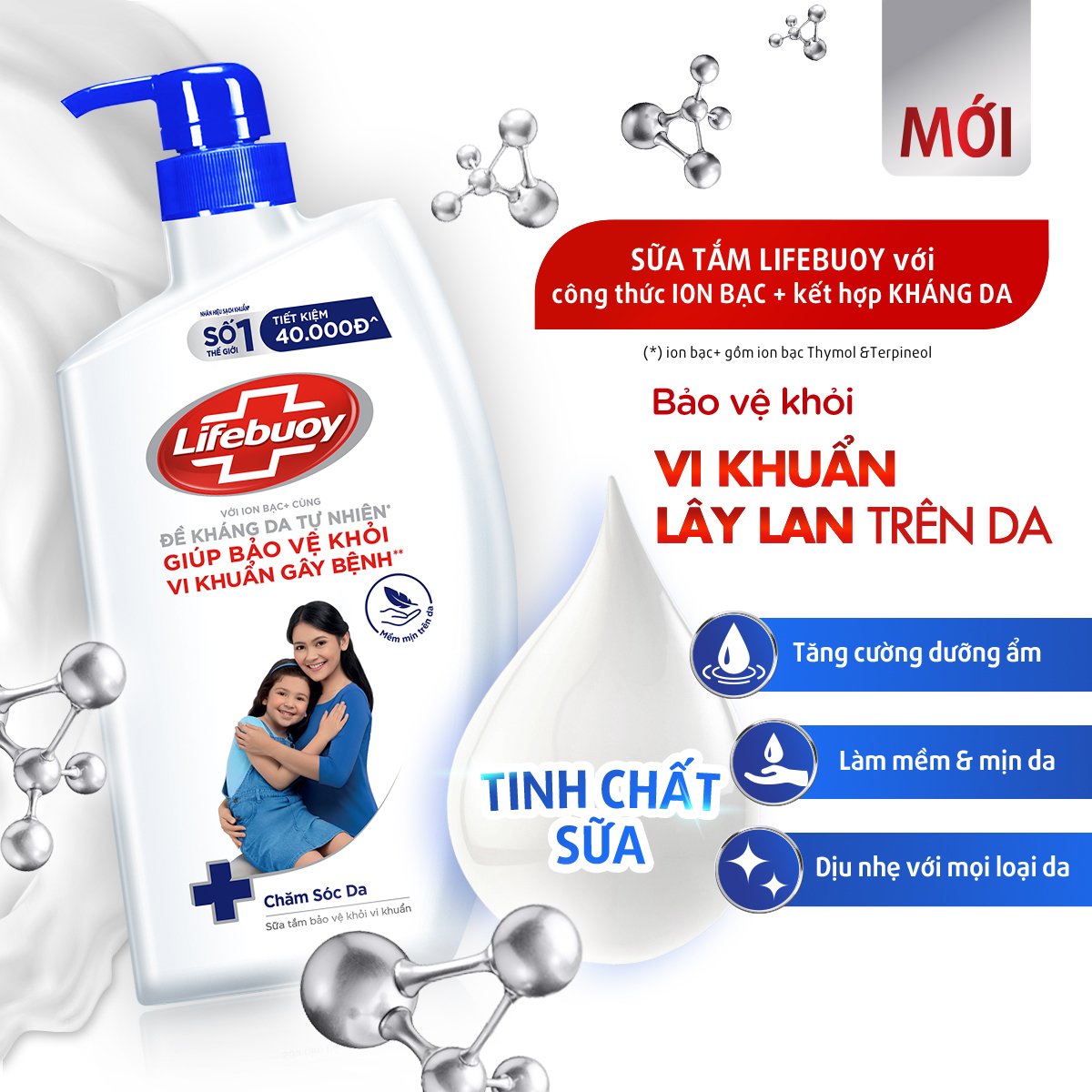 Sữa Tắm Lifebuoy Sạch Khuẩn Chăm Sóc Da Ngăn Ngừa Vi Khuẩn Lây Lan Với Ion Bạc+ Hỗ Trợ Cùng Đề Kháng Da Tự Nhiên 850G