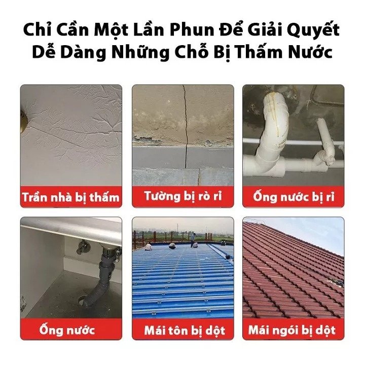 Bình Xịt Nano Chống Thấm Dột, Chai Xịt Chống Dột Mái Tôn, Sơn Chống Thấm Nhật Bản Loại To 750ml, Độ Bền 50 Năm