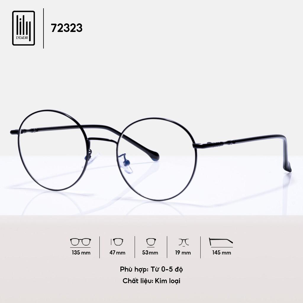 Gọng kính cận nam nữ Lilyeyewear mắt tròn, chất liệu kim loại thanh mảnh - 72323