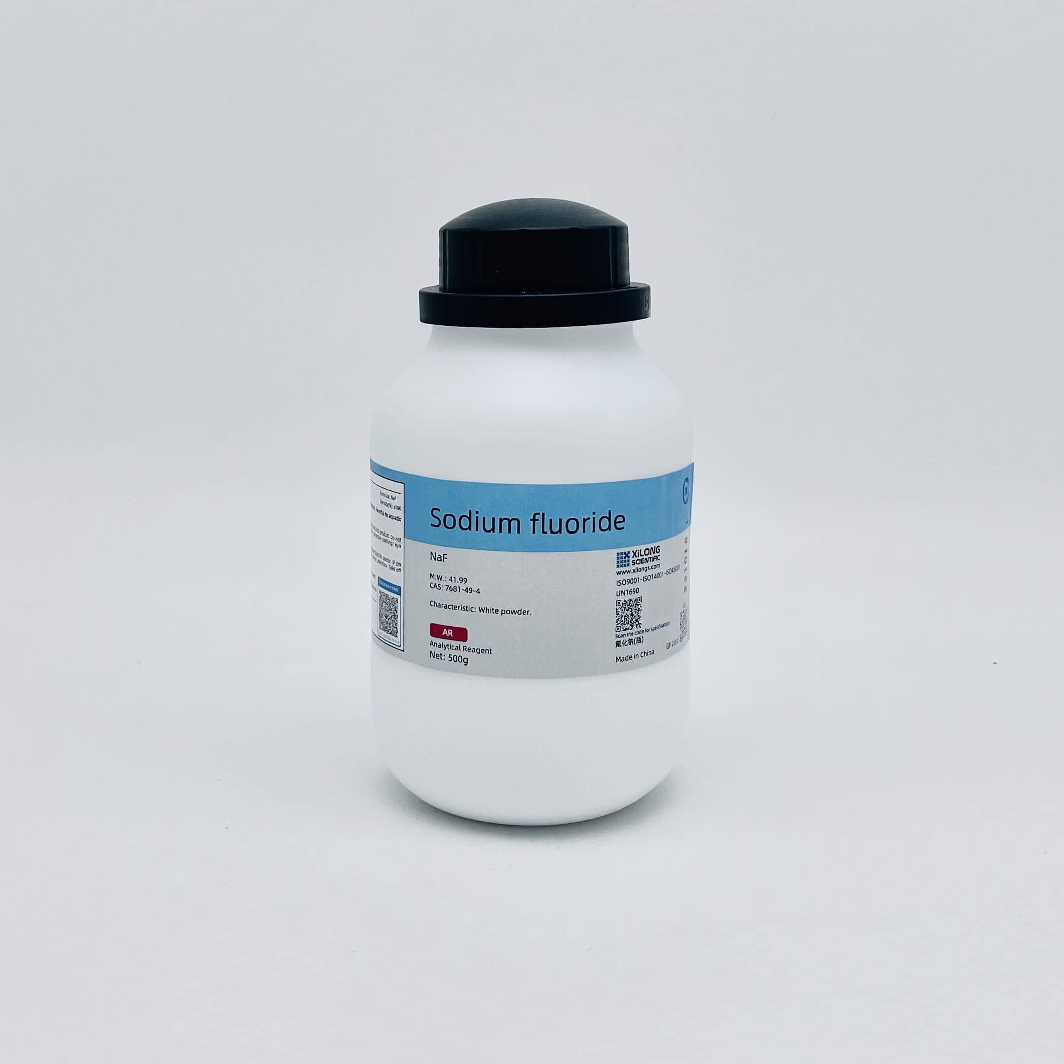 Hóa chất Sodium Flouride (NaF, Chai 500G, AR, Xilong, Cas 7681-49-1)