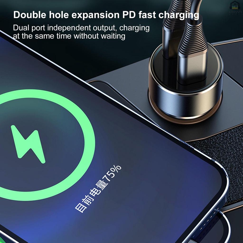 Bộ sạc nhanh BT-T1 BT5.0 không dây PD cổng USB hỗ trợ thẻ nhớ AUX-IN TF MP3 kèm mic cho xe hơi